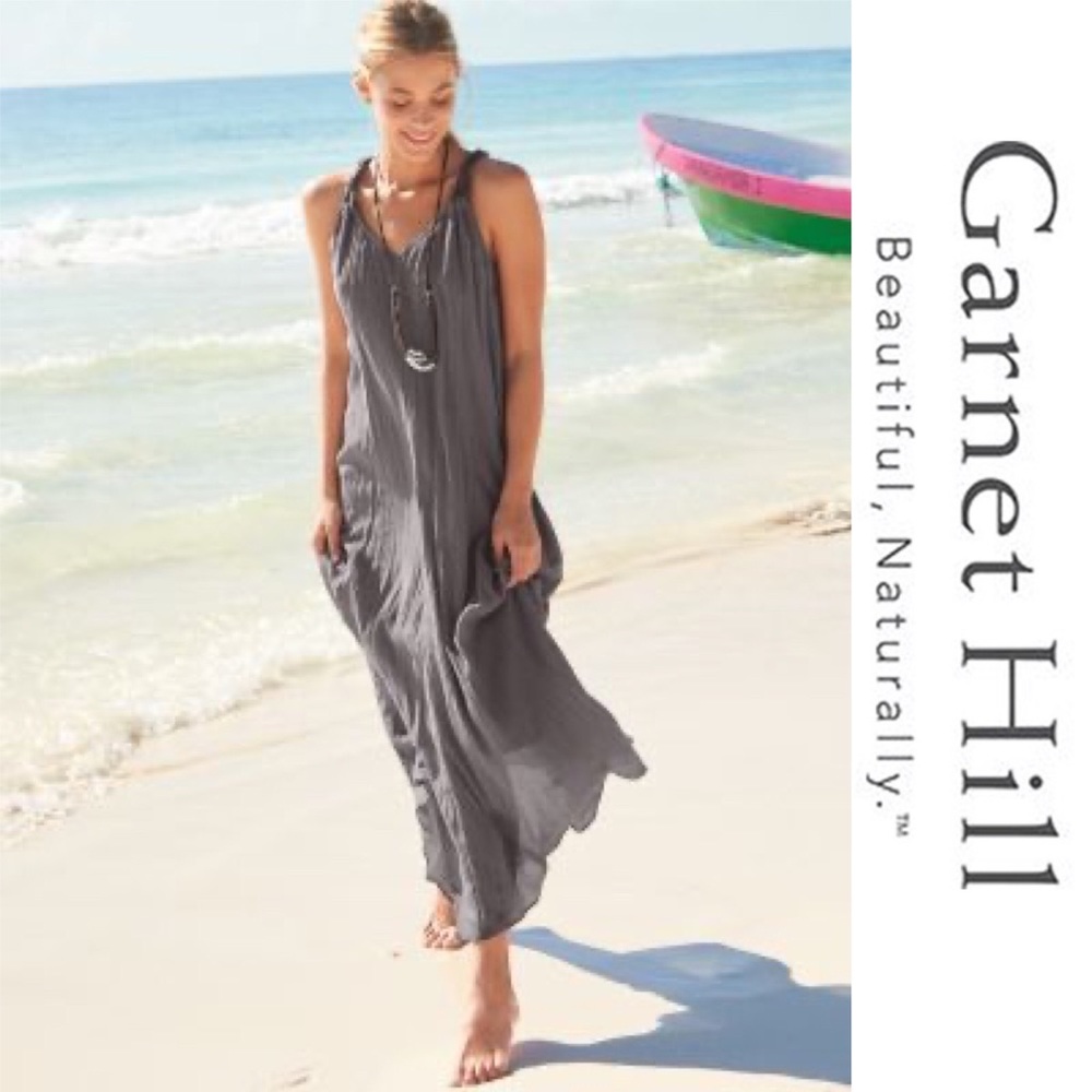 Garnet Hill Gray Maxi Dress (Cotton/ Natural fabric)